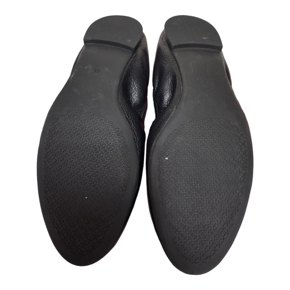 TORY BURCH Black Leather Ballet Flats Size 8.5 Shoes Elasticized Basic Simple - Picture 8 of 8
